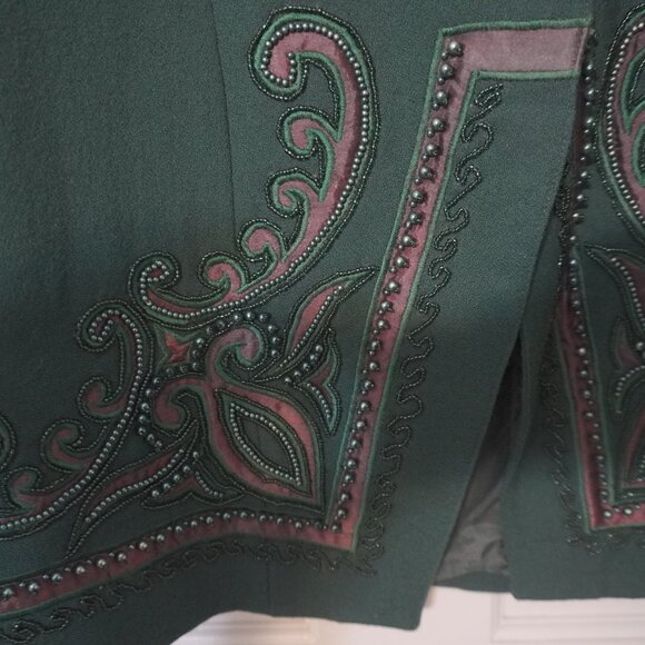 Vintage Romantics by Lisa Kane Green & Purple Beaded Wool Crepe Blazer Sz 18 - Picture 12 of 12